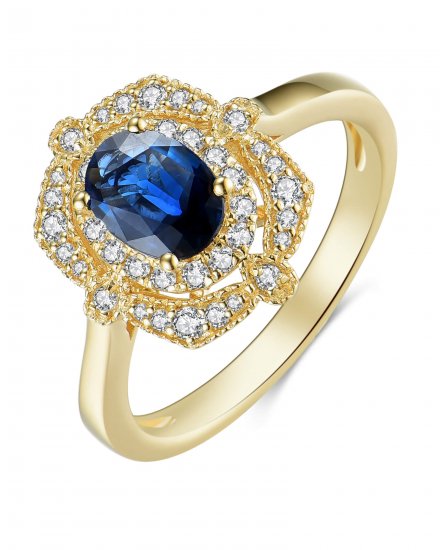OVAL SAPPHIRE DIAMOND RING (TR3937)